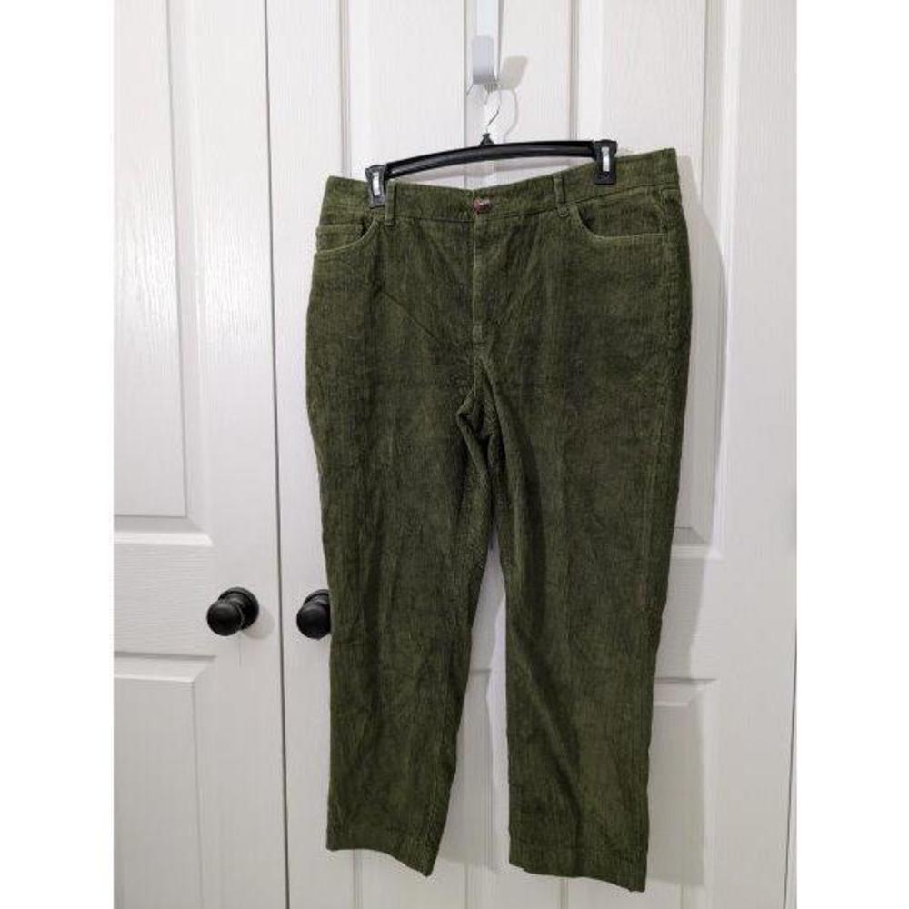 NWOT ISSAC MIZRAHI LIVE Corduroy Pants Zipper fly Casual Sz 16 Green